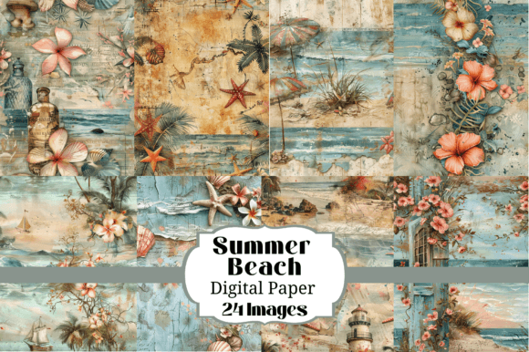 24 Summer Beach Junk Journal Backgrounds: A Creative Toolkit