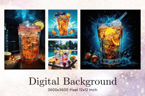 Cocktail Party Drink Backgrounds Menu: Vibrant Digital Papers for Creative Projects