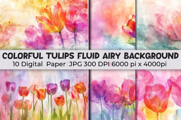 Elevate Your Projects with Colorful Tulips Fluid Airy Backgrounds
