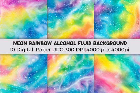 Elevate Your Visuals with Neon Rainbow Alcohol Fluid Backgrounds