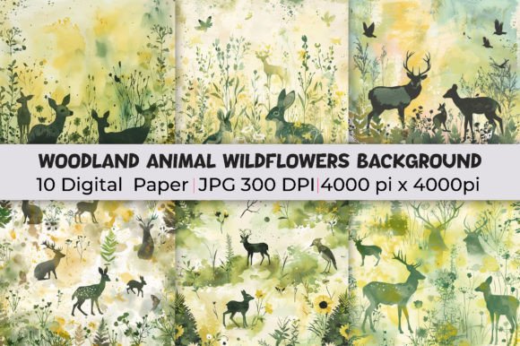 Enchant Your Designs with Woodland Animals Wildflowers Backgrounds