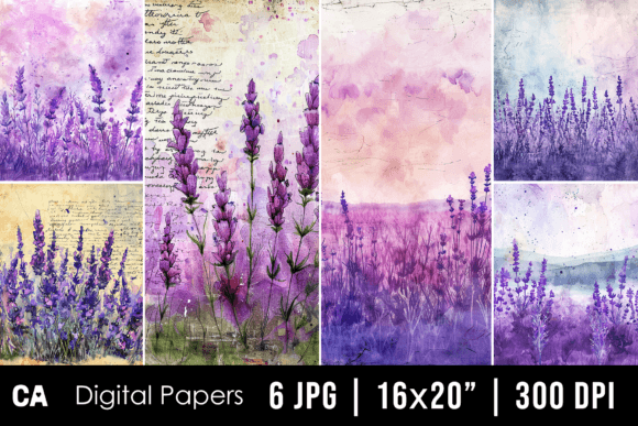 Enchanting Lavender Junk Journal Page Backgrounds