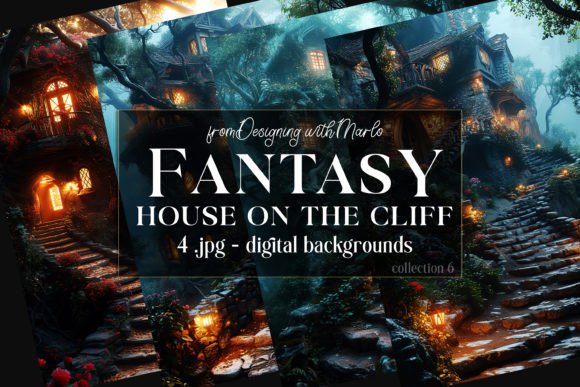 Fantasy House on a Cliff Backgrounds: Elevate Your Designs