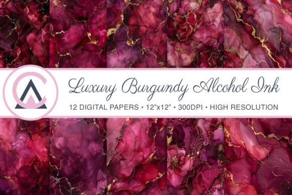 Luxury Burgundy Alcohol Ink Backgrounds for Creative Projects