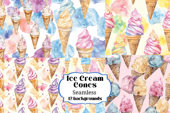 Sweeten Your Designs with Ice Cream Cones Seamless Backgrounds