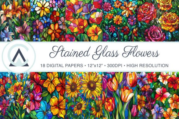 Transform Your Projects with Stained Glass Flowers Backgrounds Papers
