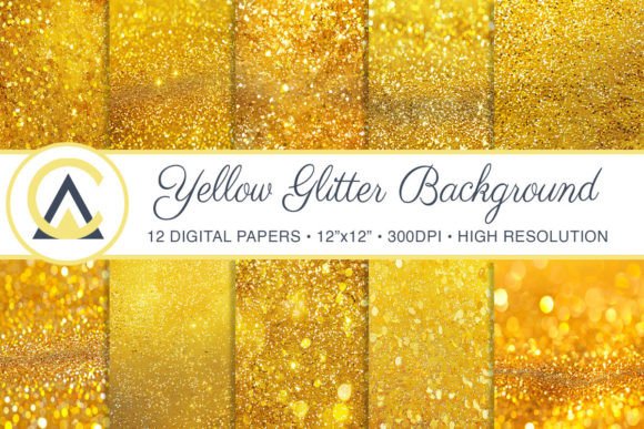 Yellow Glitter Digital Paper: A Sparkle for Every Project